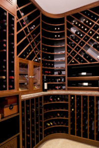 Wine room with a built-in humidore