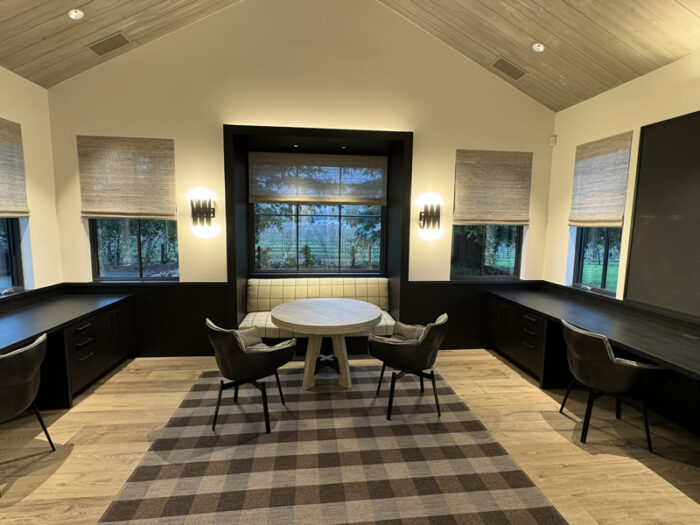 White oak slab family-room doors