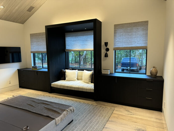 White oak slab family-room doors